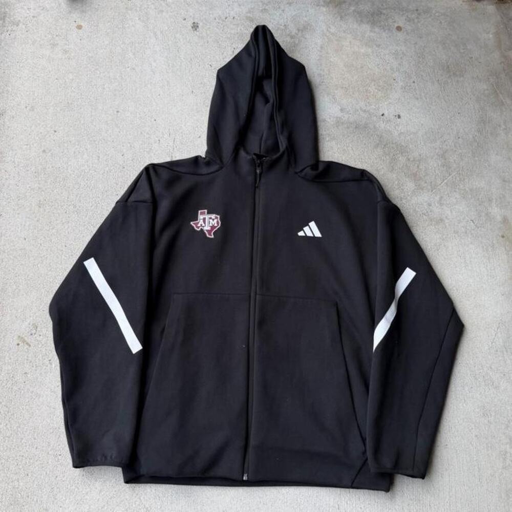Adidas texas a&m aggies black athletic zipup hoodie